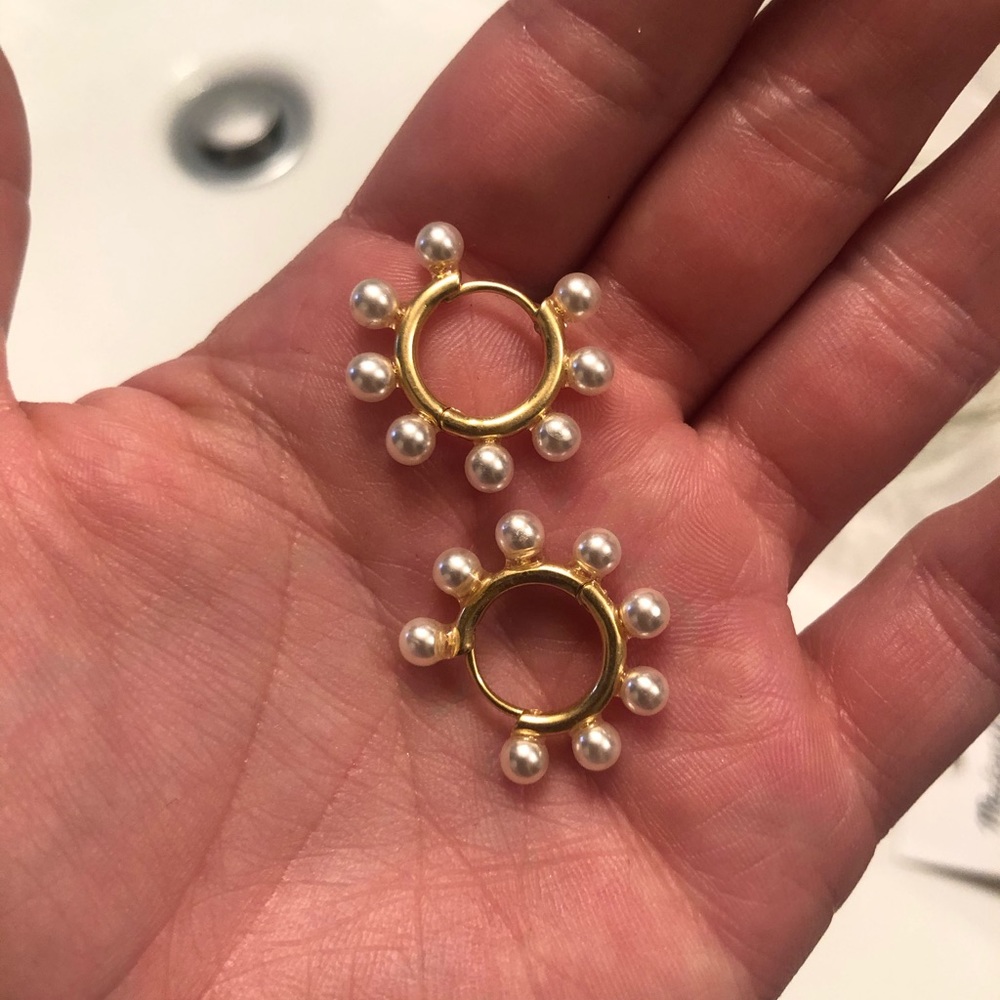 J. Crew pearl hoop earrings
